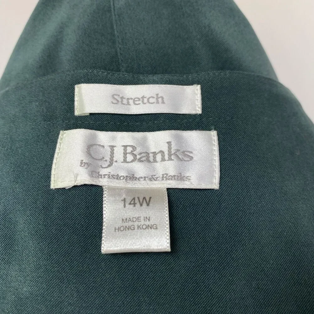 CJ Banks Forest Green Maxi Jumper Dress 14W Pocket Embroidery Trees Dark Academa